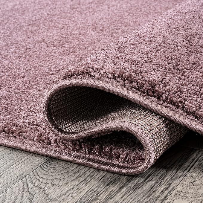 JONATHAN Y Haze Solid Low-Pile Light Purple 5x5 Square Indoor Area Rug, Coastal,Bohemian,Minimalist,Classic, Easy-Cleaning for Living Room,Bedroom,Kitchen,Pet Friendly,Non-Shedding (SEU100R-5SQ)