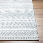 Mark&Day Wool Rugs, 5x8 Precious Solid and Border Cream/Black Area Rug, Cream Black Carpet for Living Room, Bedroom or Kitchen (5' x 7'6")
