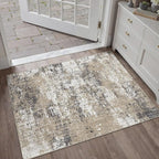 2x3 Abstract Area Rug Brown Washable Modern Entryway Carpet Non Slip Ultra Soft Neutral Low Pile Door Mat Contemporary Small Throw Rug for Bathroom Laundry Kitchen Dining Room