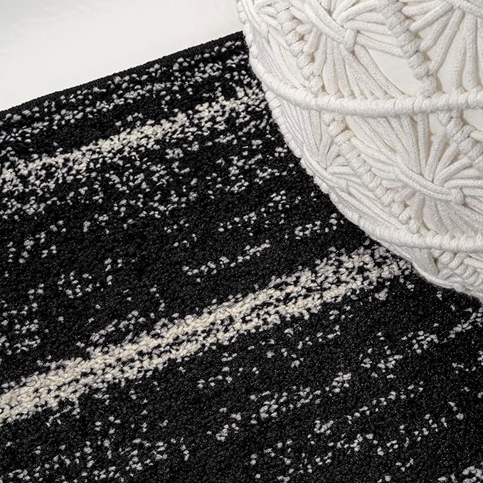 JONATHAN Y Williamsburg Minimalist Stripe Black/Cream Indoor Area Rug, 8x10, Contemporary, Modern, Easy-Cleaning for Living Room, Bedroom, Kitchen, Pet Friendly, Non-Shedding (MOH201F-8)