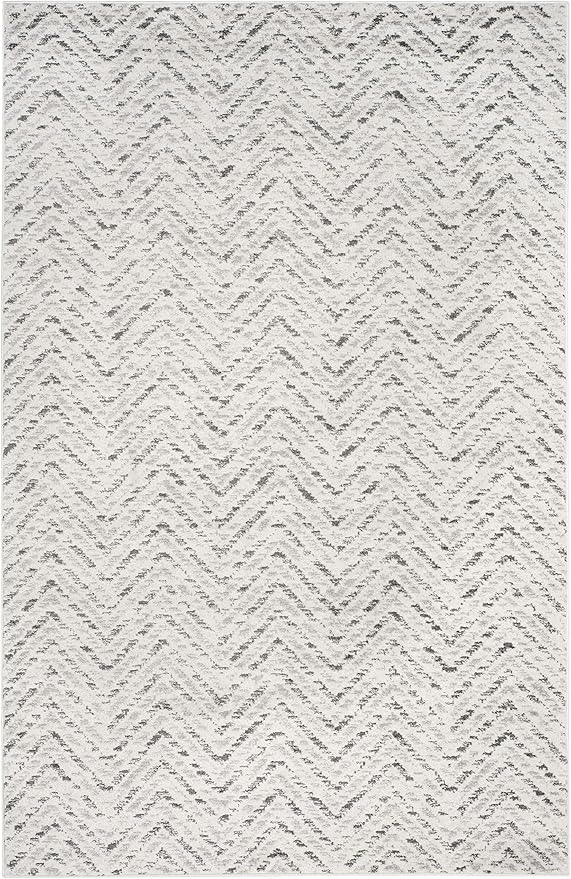 SAFAVIEH Adirondack Collection Area Rug - 6' x 9', Ivory & Charcoal, Chevron Design, Non-Shedding & Easy Care, Ideal for High Traffic Areas in Living Room, Bedroom (ADR104N)