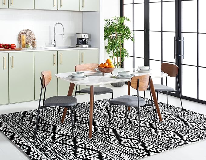 SAFAVIEH Area Rug 9x12 - Tulum Collection - Large - Black & Ivory, Moroccan Boho Tribal Design, Non-Shedding & Easy to Clean, Ideal for Living Room, Bedroom, Dining Space (TUL272Z)
