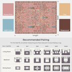 Kokia Boho Vintage Floral Area Rugs, Washable Oriental Botanical Rugs for Living Room, Bedroom, Dining Room, Office, Large Soft Indoor Area Rug, Rosette Pink，8x10