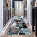Rugshop Contemporary Circle Design Runner Rug, Carpet with Jute Backing for Hallway, Entryway, or Kitchen, Gray, 2'7" x 10'