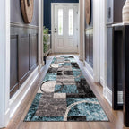 Rugshop Contemporary Circle Design Runner Rug, Non-Shedding Carpet for Hallway, Kitchen, or Entryway, Gray, 2'7" x 12'