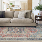 RUGGABLE Washable Vintage Area Rug – Kamran Cayenne Red 5x7, Stain-Resistant, Non-Slip – Medium Machine Washable Rugs for Living Room, Bedroom, Hallway, Entryway & Office–with Cushioned Pad