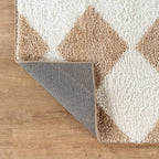 Rugshop Diamond Wave Shag Runner Rug Beige 2' 3" x 8' Perfect for Hallways, Kitchens, or Behind The Sofa