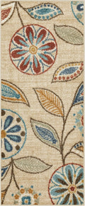 Maples Rugs Reggie Floral Runner Rug - Made in USA - Washable, Non Slip Indoor Carpet for Kitchen, Hallway, and Laundry Room, 1'8 x 4', Beige