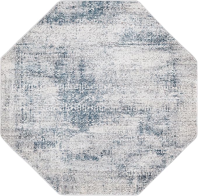 Unique Loom Finsbury Collection Area Rug - Sarah (5' 3" Octagon, Blue/ Ivory)