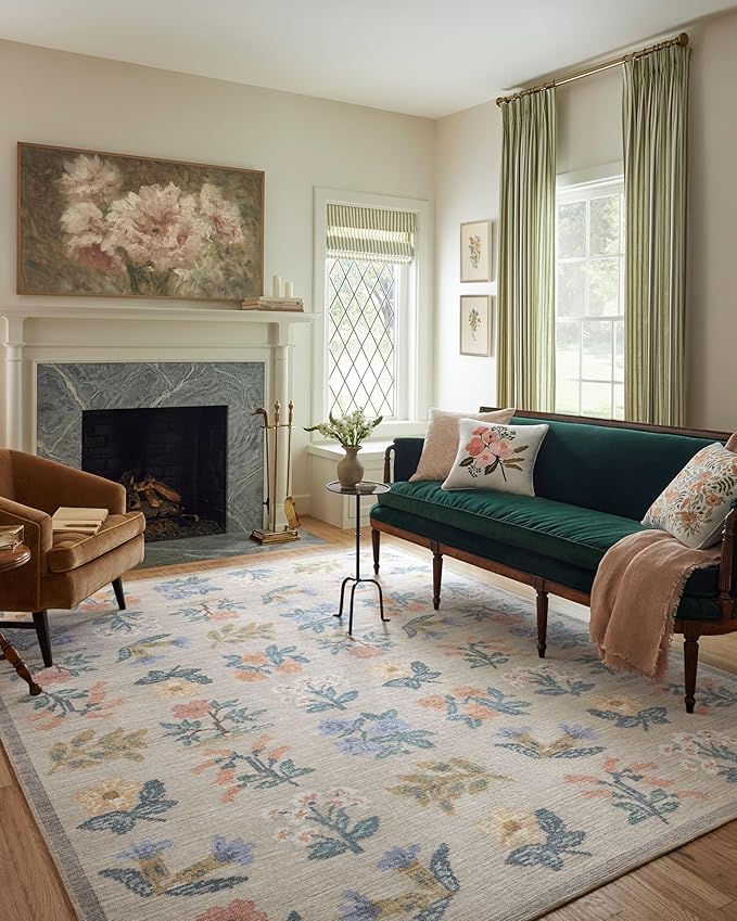 Loloi Rifle Paper Co. Rosa Collection RSA-03 Cream 2'-0" x 5'-0" Accent Rug
