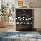 GENIMO Washable Area Rugs for Living Room, 10x12 Modern Non Slip Rugs, Low Pile Lightweight Soft Print Rug for Bedroom, Dining Room, Home Office, Washed Slate Blue