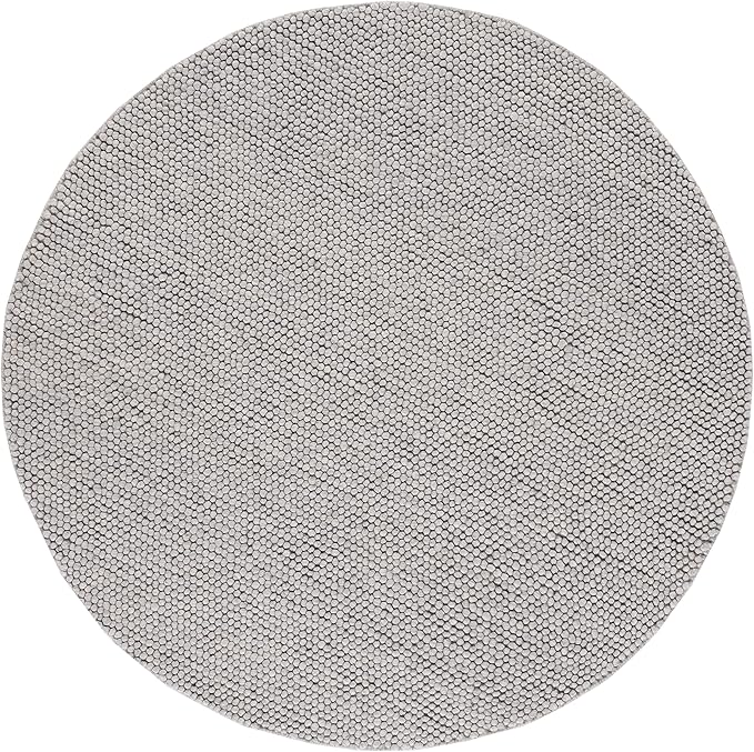 SAFAVIEH Natura Collection Area Rug - 12' Round, Silver, Handmade Wool Blend, Textured Design, Ideal for Living Room, Bedroom, Dining Space (NAT620C)