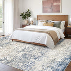 Art&Tuft Washable Rugs 8x10, Area Rugs for Living Room - Non Slip and Low Pile Soft Thin Abstract 8x10 Rug for Bedroom, Dining Room, Kitchen, Office, Blue