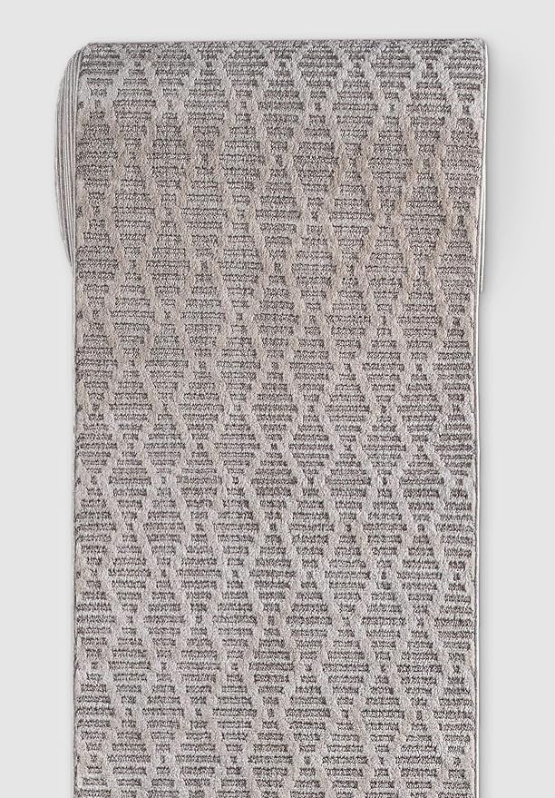 Well Woven Custom Size Hallway & Stair Runner- Harlow Babylon Taupe 31 Inches Wide x 35 Feet Long Runner (31" x 35') Runner Rug - Moroccan Diamond Pattern, Ultra-Soft, Easy-Clean