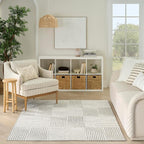 Nourison Home Textured Home Grey Ivory 5'3" x 7' Area Rug - Easy Clean, Non Shedding, Bed Room, Living Room, Dining Room, Kitchen (5' x 7')