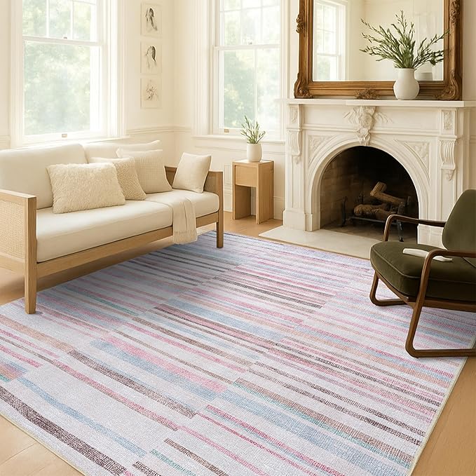 Fame Living Washable Area Rug. Modern Farmhouse. Vintage. Turkish. Bohemian. Distressed. Oriental. Traditional. Rugs for Living Room. Dining. Bedroom. Office. Entryway. Foyer. (865MM, 2'5" x 4'9")