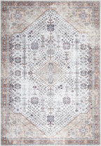 Bloom Rugs Washable Non-Slip 9' x 12' Rug - Sand/Orange/Purple Traditional Medallion Area Rug for Living Room, Bedroom, Dining Room, and Kitchen - Exact Size: 9' x 12'