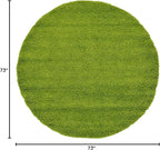 Unique Loom Solid Shag Collection Area Rug (6' 1" Round, Grass Green)