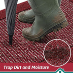 BEQHAUSE Indoor Door Mat 20" x 32", Dirt Trapper Door Mats Non-Slip Entryway Rugs Washable, Resist Dirt Absorbent Welcome Mat, Low Profile Floor Mats for Front Back Door and Entryway, Red