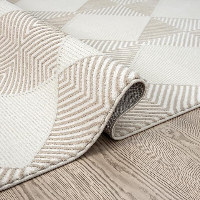 Abani Cream Area Rug for Living Room, Bedroom - Diamond Pattern - 6 x 9 - Durable & Easy to Clean