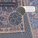 GLN Rugs Traditional Collection - Machine Washable Area Rug, Traditional Washable, Non Slip, Low Pile Chenille Rug, Living Room, Bedroom, Kitchen Rug (2' x 3' Multi Blue)