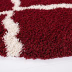 SAFAVIEH Dallas Shag Collection Area Rug - 6' Round, Red & Ivory, Trellis Design, Non-Shedding & Easy Care, 1.5-inch Thick Ideal for High Traffic Areas in Living Room, Bedroom (SGD257Q)