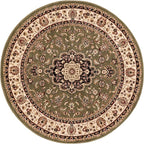 Well Woven Barclay Collection Medallion Kashan Green 8 ft Round Rug - for Living Room, Bedroom, and Dining Room