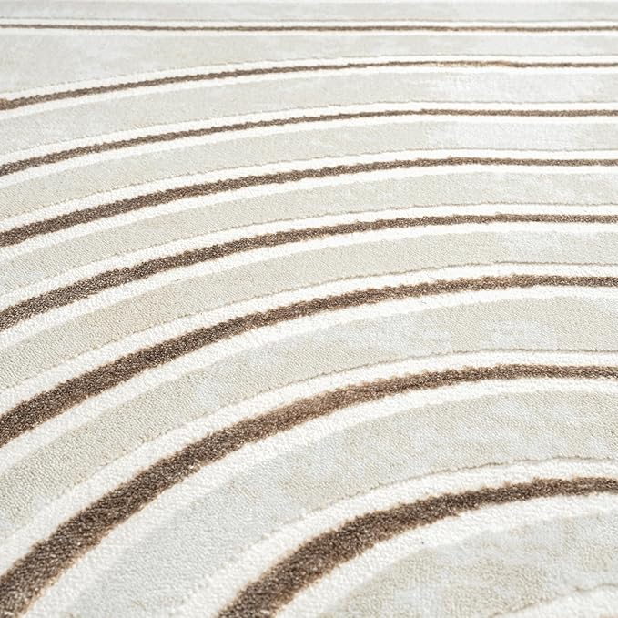 Abani Glam Collection Area Rug - Beige/Cream Modern Abstract Design - 4' x 6' - for Living Room, Bedroom & Office