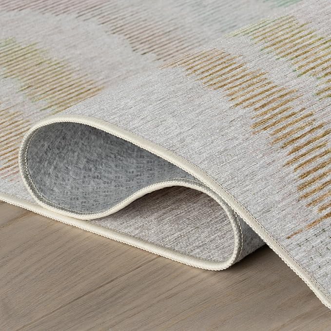Dash & Albert Zarek Multi Machine Washable Rug, 3 X 5 Feet, Multicolored/White Chevron Pattern