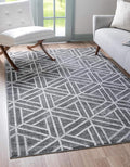 Rugs.com Lattice Trellis Collection Rug – 8' x 10' Gray Low-Pile Rug Perfect for Living Rooms, Large Dining Rooms, Open Floorplans