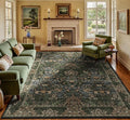 9x12 Floral Washable Area Rug for Living Room, Vintage Boho Large Rugs for Bedroom Dining Room, Botanical Birds Non Slip Low Pile Forest Throw Carpet for Farmhouse Office, Retro Gold/Green