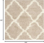 SAFAVIEH Dallas Shag Collection Area Rug - 10' Square, Beige & Ivory, Trellis Design, Non-Shedding & Easy Care, 1.5-inch Thick Ideal for High Traffic Areas in Living Room, Bedroom (SGD257D)