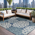Beverly Rug Outdoor Rug 6x9 Modern Exotic Tropical Leaf Area Rugs for Indoor and Outdoor Patio Deck Porch Garden Water Resistant Washable Outside Carpet (6 x 9 Blue)