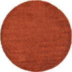 Unique Loom Solid Shag Collection Area Rug (6' 1" Round, Terracotta)