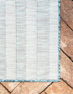 Unique Loom Outdoor Collection Classic Stripes, Transitional Indoor & Outdoor Area Rug, Rectangular 8' 0 x 11' 0 Teal/ Ivory