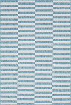 Unique Loom Outdoor Striped Collection Area Rug - Striped (6' 1" x 9' Rectangle, Light Aqua/Ivory)