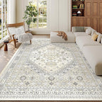 zesthome 6x9 Area Rug, Super Soft Washable Rugs for Living Room, Non-Slip Stain Resistant Vintage Rugs, Ultra-Thin Large Area Rugs (Beige,6'x9')