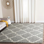 SAFAVIEH Dallas Shag Collection Area Rug - 8'6" x 12', Ivory & Light Pink, Trellis Design, Non-Shedding & Easy Care, 1.5-inch Thick Ideal for High Traffic Areas in Living Room, Bedroom (SGD257P)