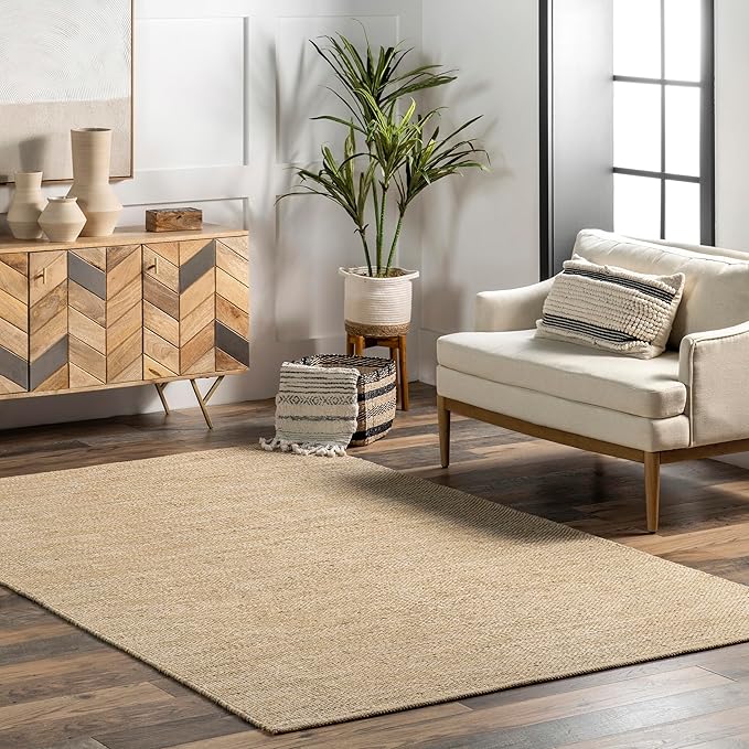 nuLOOM Alessi Solid Farmhouse Cotton Area Rug, 6x9, Beige