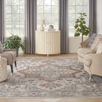 Nourison Home Astra Machine Washable Grey Multicolor 7'10" x 10' Area Rug - Easy Clean, Non Shedding, Bed Room, Living Room, Dining Room, Kitchen (8' x 10')