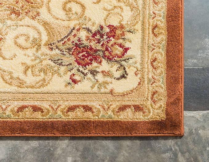Unique Loom Versailles Collection Traditional Classic Floral Motif Area Rug (3' 3 x 5' 3 Rectangular, Terracotta/ Ivory)