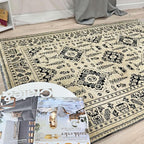 Alfa Rich 5x8 Beige Black Washable Area Rugs for Living Room Bedroom Kitchen Dining Cotton Rug
