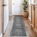Rugshop Abstract Arch Shag Runner Rug Anthracite Dark Gray 2' 3" x 8' Perfect for Hallways, Kitchens, or Behind The Sofa