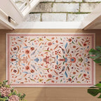 Vintage Medallion Floral Indoor Door Mat 2x3, Machine Washable Entryway Rug, Low Pile Soft Small Carpet, Non-Slip Area Rug for Entrance, Bedroom, Kitchen & Kids Room | Pink