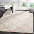 SAFAVIEH Dallas Shag Collection Area Rug - 5'1" x 7'6", Ivory & Light Pink, Trellis Design, Non-Shedding & Easy Care, 1.5-inch Thick Ideal for High Traffic Areas in Living Room, Bedroom (SGD257P)