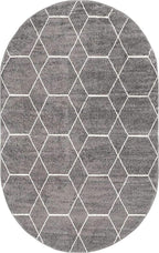 Unique Loom Trellis Frieze Collection Area Rug - Geometric (5' x 8' Oval, Dark Gray/ Ivory)