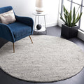 SAFAVIEH Natura Collection Area Rug - 6' Round, Light Grey & Ivory, Handmade Wool Blend, Textured Design, Ideal for Living Room, Bedroom, Dining Space (NAT620G)