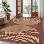 Lahome Modern Rainbow Easy Jute Outdoor Rug 5x7, Stain Resistant Red Dining Room Patio Rug, Farmhouse Non Slip Non Shedding Indoor Outdoor Carpet for Living Room Home Office Bedroom Deck Backyard