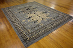 Unique Loom Taftan Collection Border Geometric Tribal Inspired Design Area Rug (8' 0 x 10' 0 Rectangular, Gray/ Black)