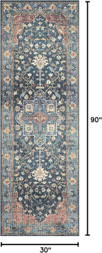 Loloi II Skye Collection SKY-08 Denim/Brick 2'-6" x 7'-6" Runner Rug